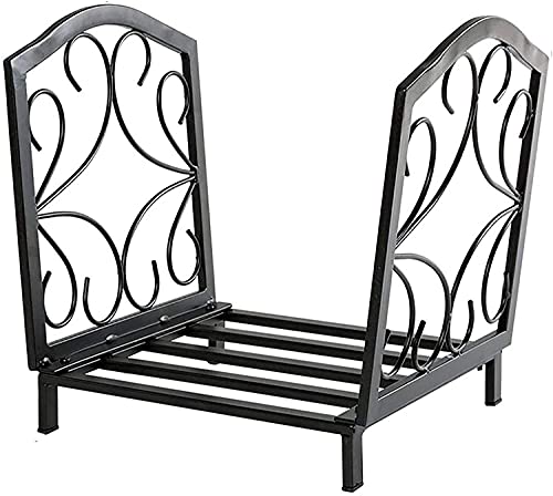 Porte-bûches vertical en fer forgé stable accessoire cheminée