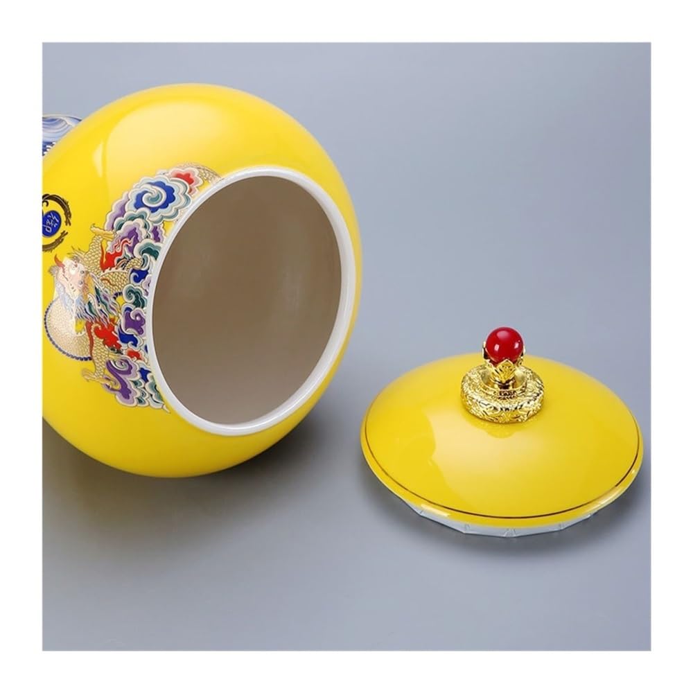 Puszka na herbatę, Luksusowy pojemnik do zamykania gospodarstwa domowego Czarna herbata Zielona Duży słoik przechowywania Wysokiej jakości ozdoby ceramiczne(L)