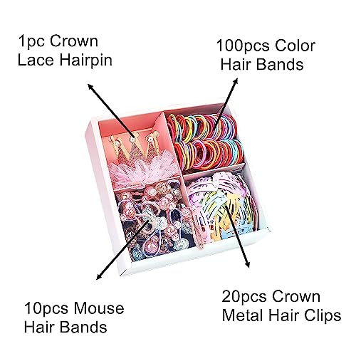 131 Pcs Princess Crown Hairband Clips Set for Toddlers