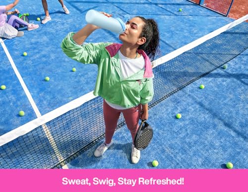 Image of POWCAN 26 oz Insulated Water Bottle with 2-in-1 Straw and Spout Lid, Keep Cold 24H, Leak-Proof, Fits in Car Cup Holder, Stainless Steel Water Bottle for Sports, Travel, Gym, Gift, and School (Peony)