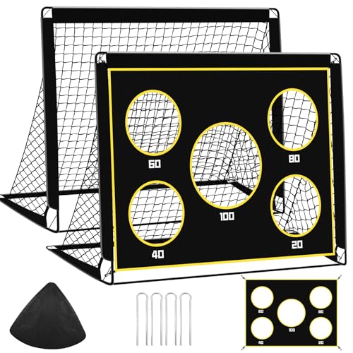 EXTFANS Juego de 2 porterías de fútbol para niños, para jardín o niños, 120 x 90 x 90 cm, portería de fútbol pequeña, fácil de montar, para el jardín o el parque