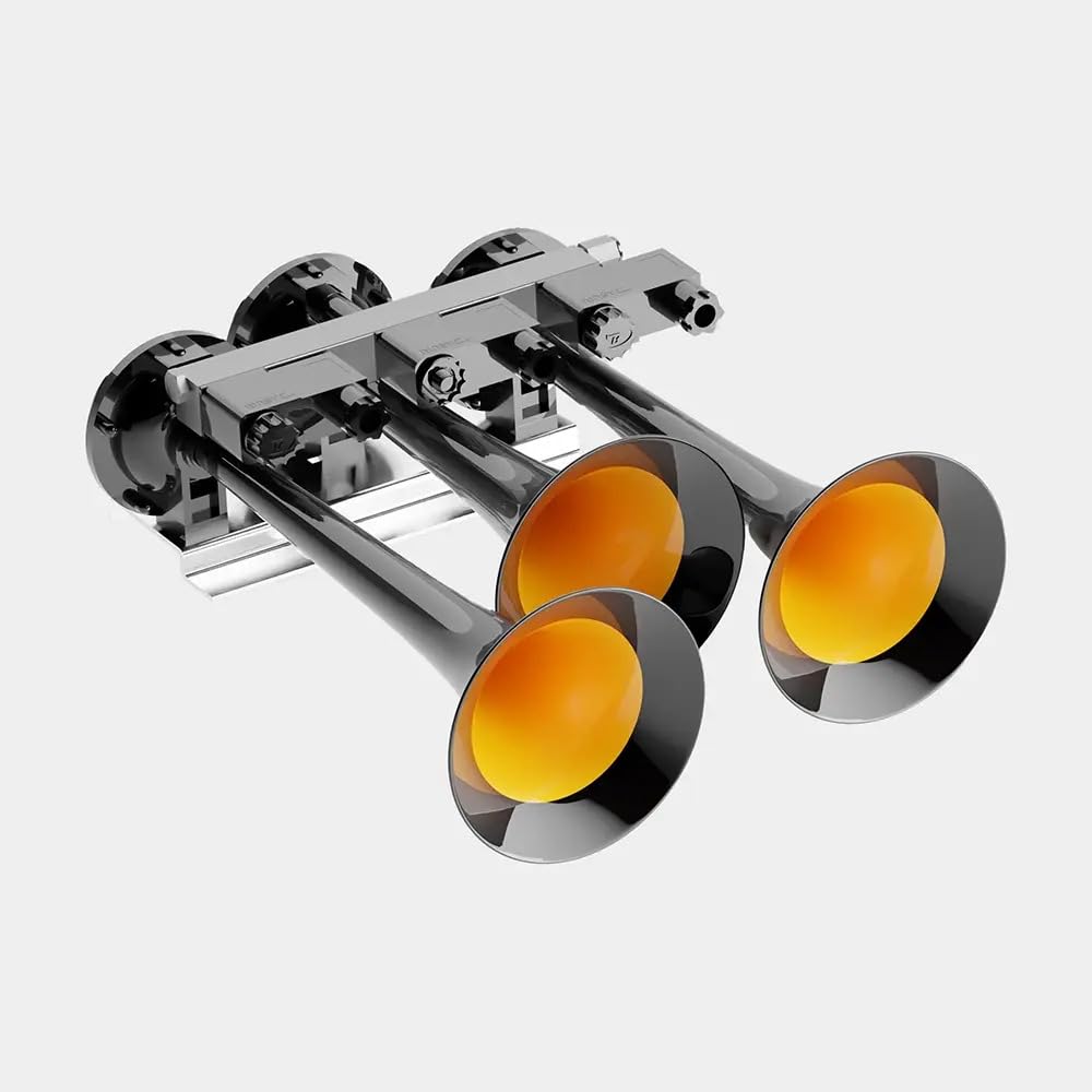 NEU BABY TRIO | Klaxon Basuri Musicaux Melodie Trompes | 12-24 Volts | 130 DB 3 Super Puissant Trompette | 16 Son Pour Camion,Tracteur,Agricoles,4x4,Van,Voiture