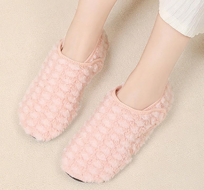 Women's Adjustable Magic Tape Slippers, Edema Feet Shoes, Warm Fuzzy Comfy House Slippers with Non-Slip Thick Sole for Home Use3