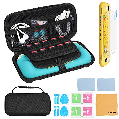 Zacro Funda Acessorios para Switch Lite, 20 Ranuras de Casetes,Protetora de Mando,2 HD Protección Pantalla,2 Tapas Joystick para Switch Lite,10 en 1
