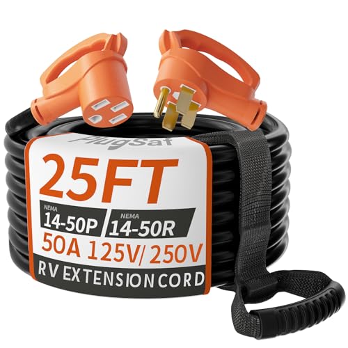 PlugSaf 25 FT 50 Amp RV/EV Extension Cord Outdoor, 125/250V 6250/12500W STW