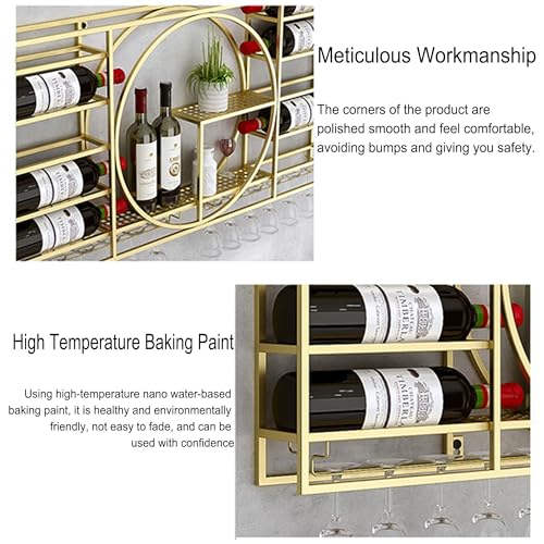 An der Wand montiertes Weinregal, Barregale, Weinregal zur Wandmontage mit hängendem Weinglashalter, Regal, Spirituosenregal, Minibar-Wand-Weinregale für Weinflaschen, Glasregale, Eck-Kaffeebar-S