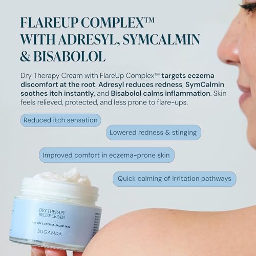 Image of Suganda Dry Therapy Relief Cream for Dry & Eczema-Prone Skin | Soothes Itch & Redness | Panthenol, Oat Extract & Bisabolol | Barrier Repair Moisturiser for Face & Body | Fragrance-Free