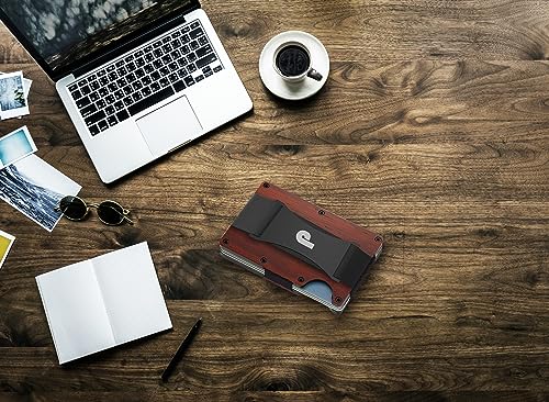 Minimalist Slim Wallet For Men - RFID Blocking Front Pocket Credit Card Holder - Crimson Wood Small Mens Wallets with Money clip2