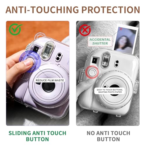 Funda transparente para Fujifilm Instax Mini 12 con correa gris miniatura 2