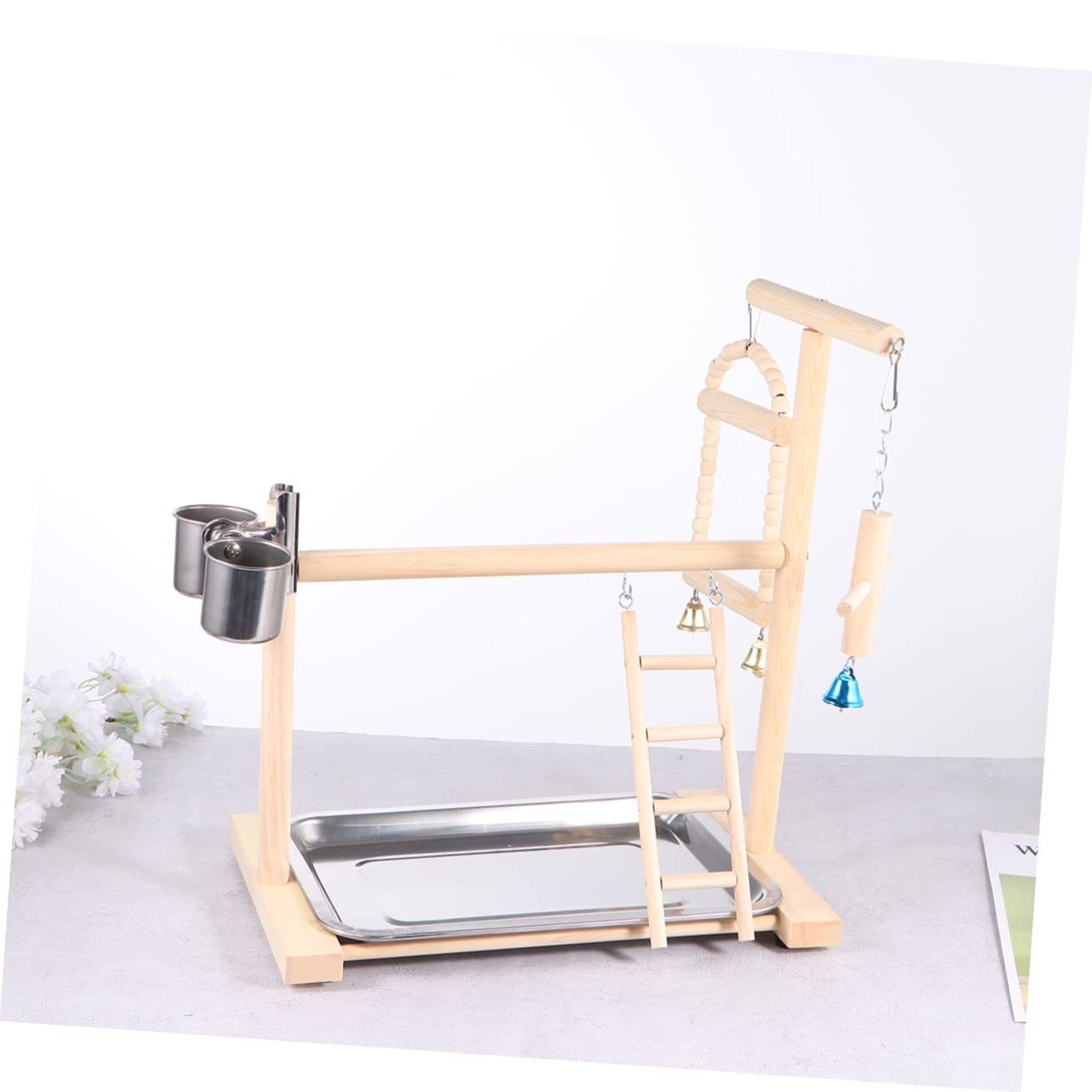 1pezzi Trespolo Per Pappagalli Legno Con Altalena Gioco Creativo Per Uccelli Supporto Sicuro e Pratico Per Pappagalli Per Intrattenimento e Attività Fisica Accessorio Essenziale