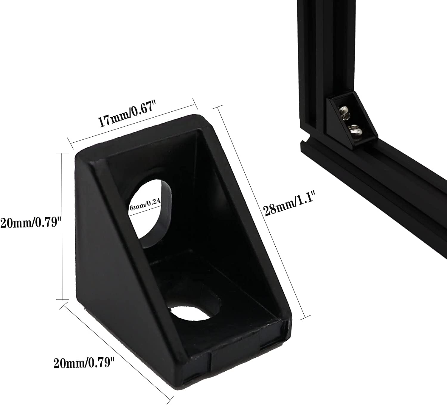 Zeberoxyz 8 Stks/kit zwarte T-vorm hoekbeugelplaat met Zeberoxyz 8 Stks/kit zwarte T-vorm hoekbeugelplaat met