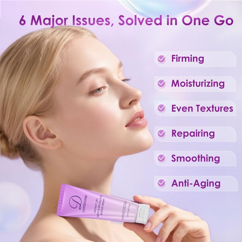 Neck Cream with Retinol for Tightening and Firming -Hyaluronic Acid Anti-Aging Face Moisturizer; Wrinkle Smoother for Women & Men Helps Improve Look of Sagging Face and Neck-Black Tone Purple
