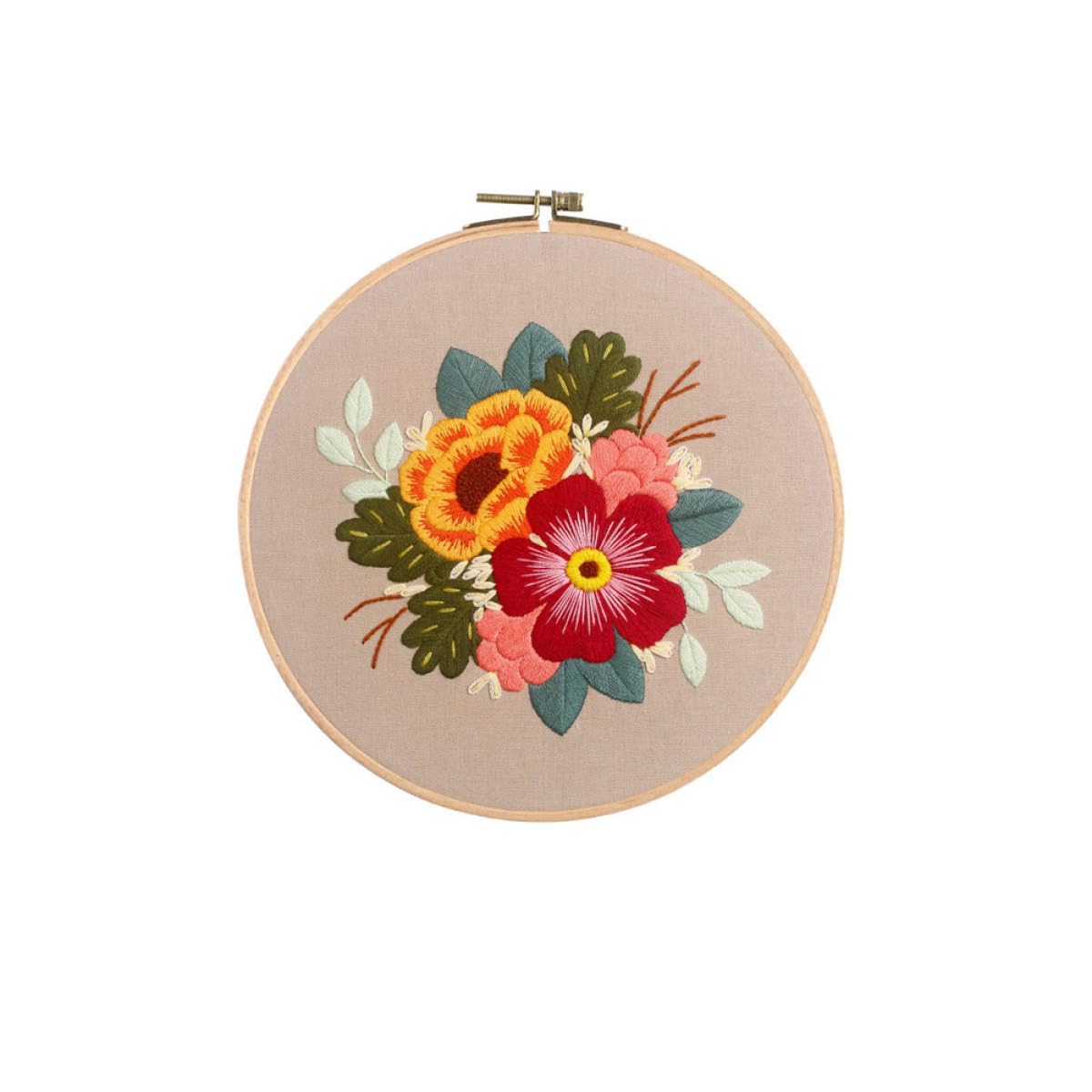 FOMIYES Kit de Broderie pour Débutants en Punch Embroidery avec Accessoires en Bois et Coton, Cercle Rond 8 Pouces, Aiguilles et Fil pour DIY Art Craft Garçon et Filles