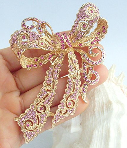 Image of 4.13 inch Rhinestone Crystal Bowknot Brooch Pin Pendant Wedding Prom Jewelry BZ5823