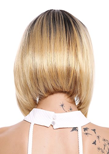 WIG ME UP - DW-2140Q-OF627613YS1B Lady Quality Wig Bob Longbob short smooth straight fringe bangs ombre mix black blond - Image 4