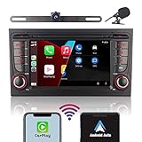 [Upgrade] LXKLSZ Car Stereo Compatible with Wireless Carplay/Android Auto for Audi A4 S4 RS4 2002-2008 with 7 inch IPS Touch Screen/Bluetooth/Mirror Link/FM/AM/USB/Rear View Camera