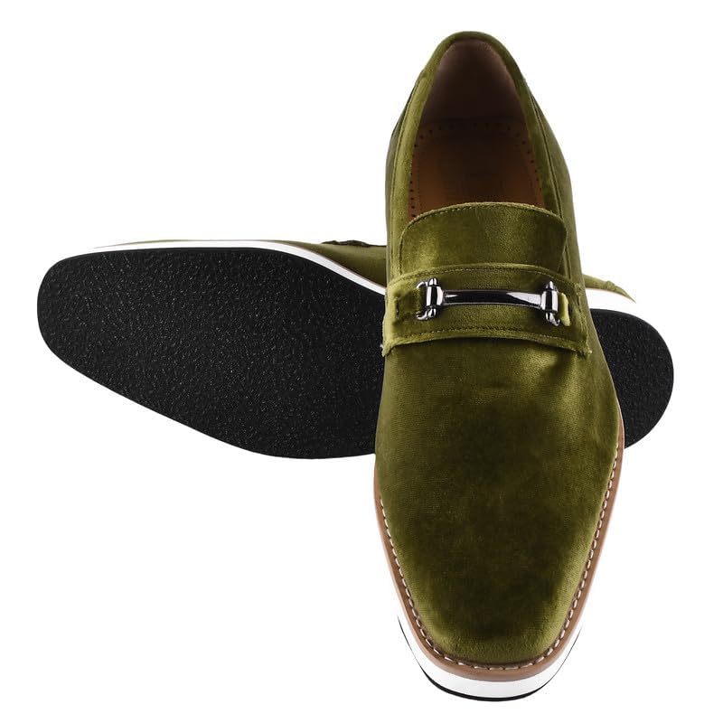 Image of LIBERTYZENO Mens Tuxedo Canvas Textile and Suede Leather Noble Loafers and Slip On Wedding Party Shoes for Easter Gift