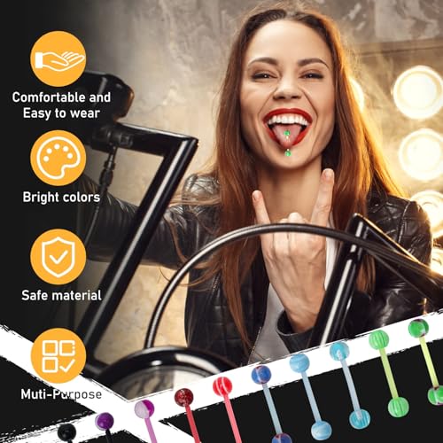 CrazyPiercing Wholesale 14g Tongue Rings Barbells Assorted Colors 110 PCS Acrylic Ball4