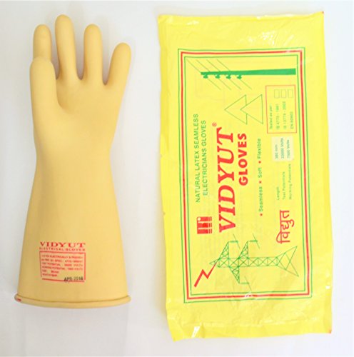 Image of M VIDYUT Sai Safety 33 Kva Electrical Insulated Rubber Seamless Hand Gloves, Pack Of 1, Yellow