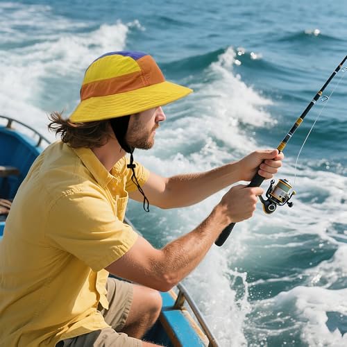 Image of CLAPE Surf Bucket Hat with Strap Waterproof Sun UPF 50+ Bucket Hat Packable Brimmed Boonie for Women Men