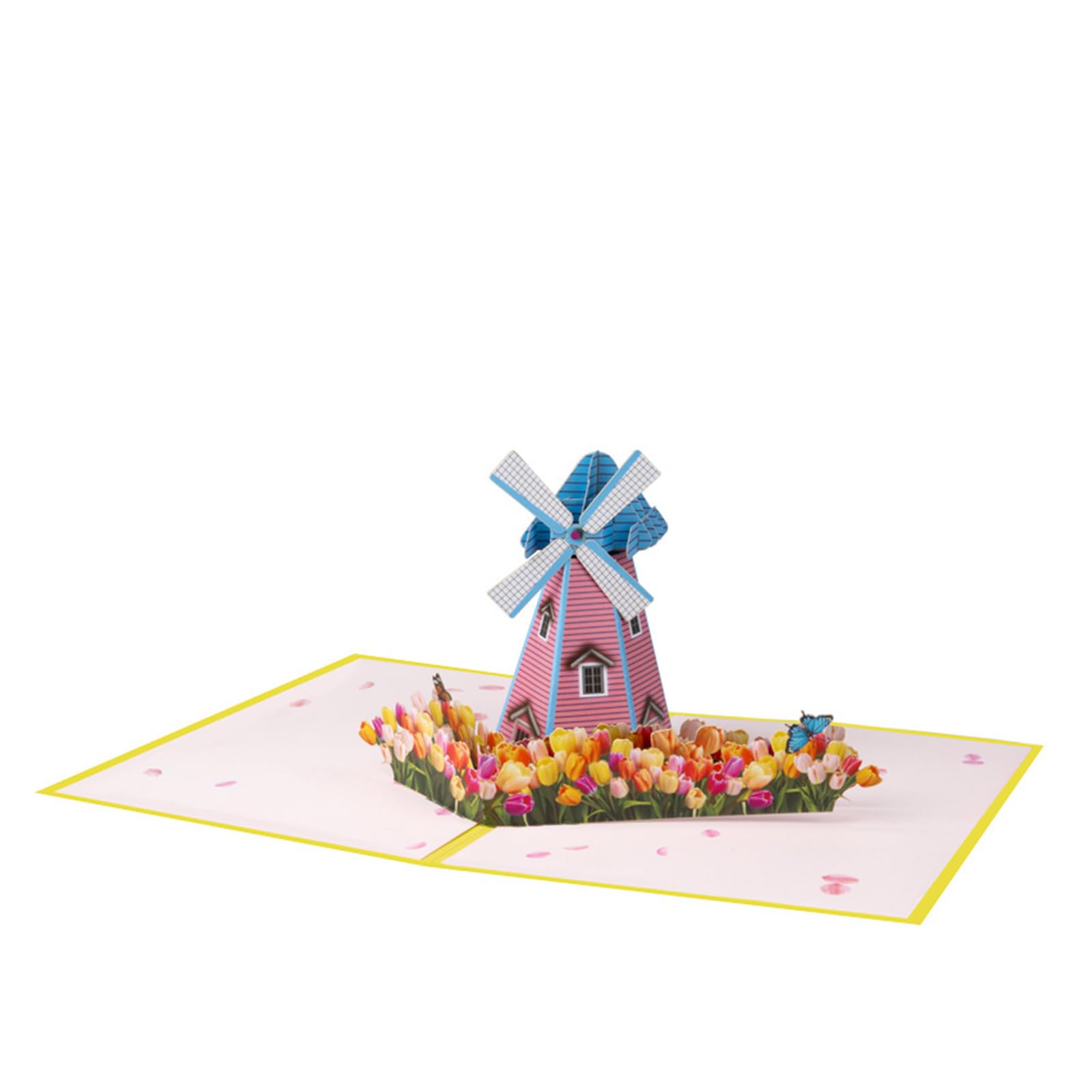 Jazuaiao Stylish 3D Floral Foldable Card Elegant Rural Windmills Card with Flowers Sweet Gesture for Girlfriend or Wife Rural Windmills Greeting Cards