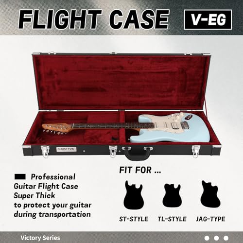 Image of GHOSTFIRE Electric Guitar Standard 39-Inch Hard Case for ST /TL /JAG, V-EG | Portable Hard-Shell Case With Lock, Super Thick Case Fit for Guitar, Soft Velvet Lining Suitable Inner Design