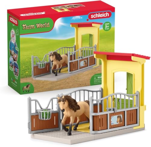 SCHLEICH 42609 Ponybox mit Islandpferd Hengst, ab 3 Jahren, Farm World -...
