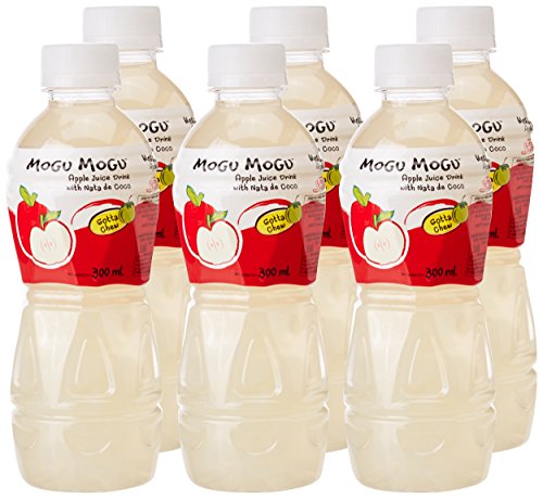 Image of Mogu Mogu Apple Juice Drink with Nata de Coco Jelly 320ml (Pack of 18)| Refreshing Tropical Thai-Made Sip & Chew Beverage