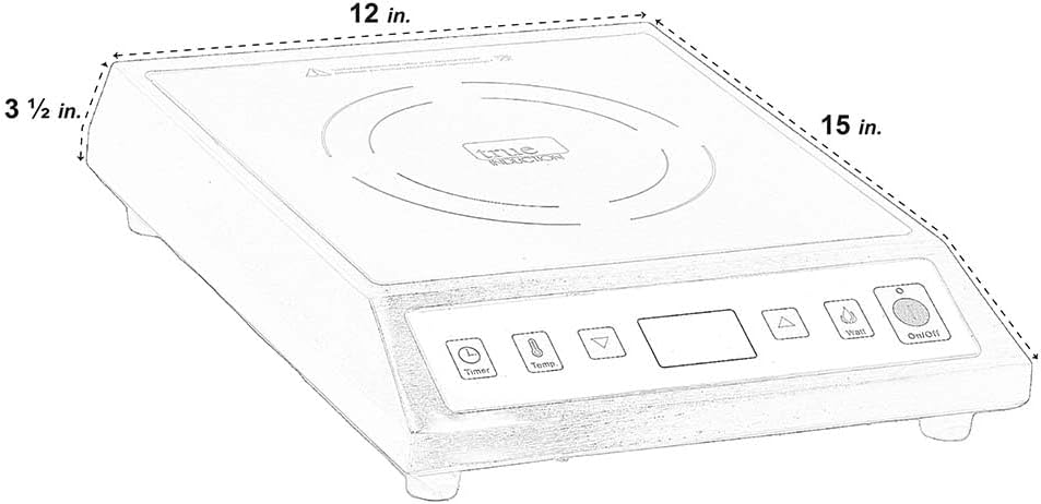 Dimensional drawing of True Induction TI-1SSC cooktop