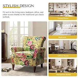 Hulalahomemodernwingbackaccentchairwithwoodlegsremovablecushioncomfyupholsteredarmchairwithnailheadtrimfloralpatternsinglesofachairforlivingroombedroommustard Urban Country Home Decor Hulala home modern wingback accent chair with wood legs removable cushion comfy upholstered armchair with nailhead trim floral pattern single sofa chair for living room bedroom mustard urban country home decor