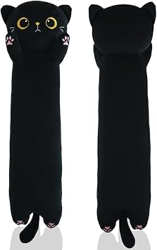 Long Black Cat Plush Pillow, Soft Stuffed Animal Body Pillow, Big Cat Plushie Birthday Gift for Boys Girls 60cm/23.62inch