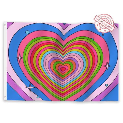 Drapeau Amour Rose Étoile Coeur pour Décoration Jardin et Fête Porche