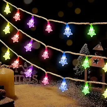 Gesto Serial String Lights for Decoration- 14 LED Crystal Star Fairy Lights Indoor Outdoor for Home Decoration,Christmas Tree Decoration, Diwali Decoration,Mandir Decoration,Birthday Party(Multicolor)