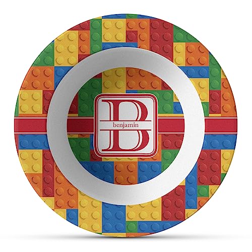 Personalized Building Blocks Plastic Bowl - Microwave Safe - Composite Polymer
