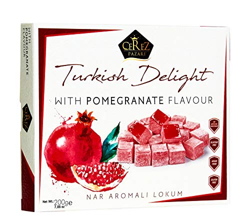 Çerez Pazarı Cerez Pazari Turkish Delight With Pomegranate Flavour 200 Gr Gourmet Small Size Snacks Gift Box No Nuts Sweet Luxury Traditional Confectionery Vegan Candy Dessert Glucose Free Lokum Approx.18 Pcs thumb #4
