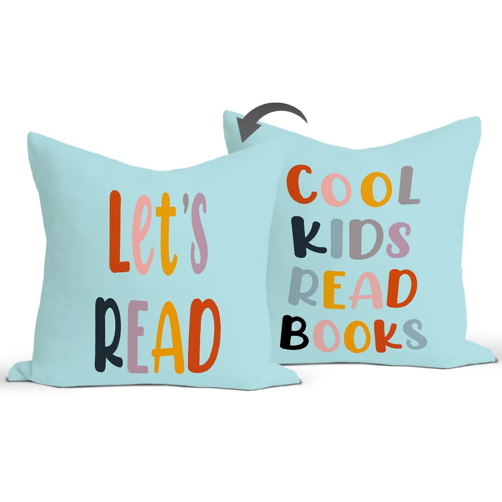 Rusenbao Capas de almofada azuis para leitura de sala de aula - d...