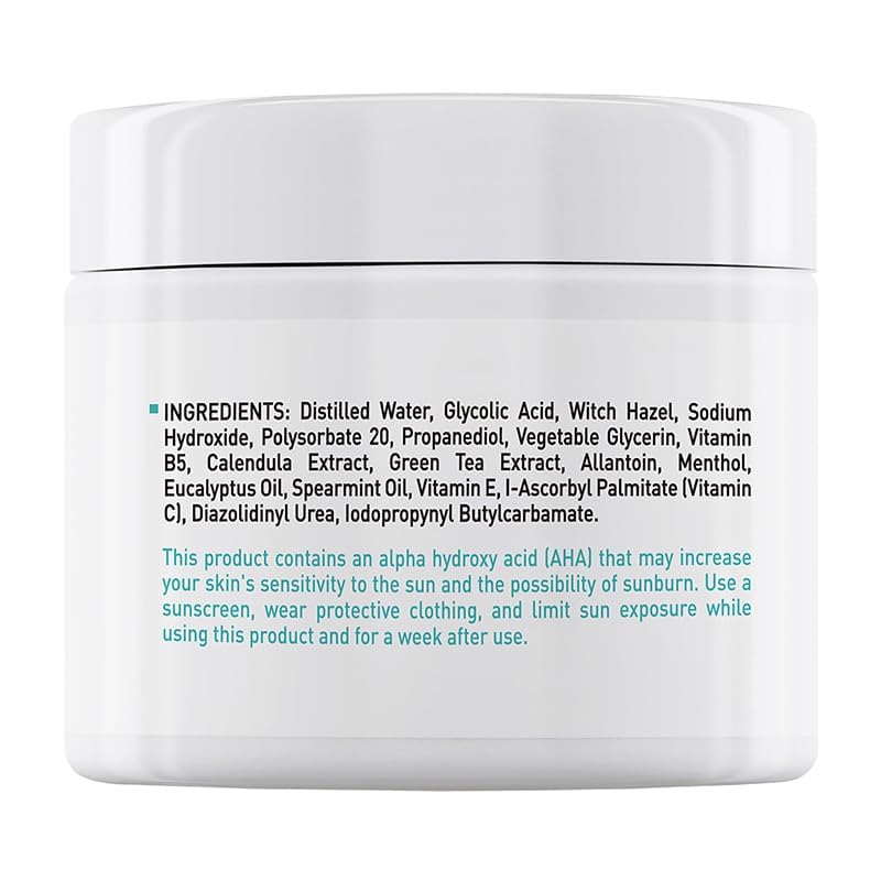 Glycolic Acid Pads - Exfoliating Pads for Face with Vitamins B5, C & E, Green Tea - Chemical Peel for Face at Home - Peel for Acne, Fine Lines and Wrinkles - 50 Count - Image 8