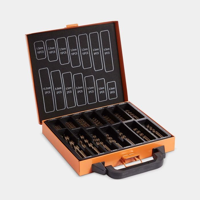 VonHaus99pc Cobalt Drill Bit Set – Drill Tough Materials Inc. Titanium Alloy, Stainless Steel, Brick, Plastic & Wood – Storage Case Included