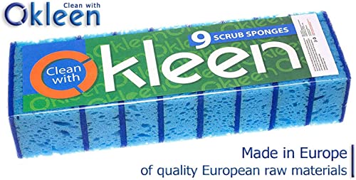Image of Blue Multi Use Scrub Sponges. Made in Europe. 9 Pack