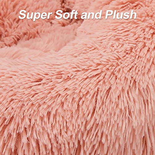 MIXJOY Orthopedic Dog Bed Comfortable Donut Cuddler Round Pet Beds Ultra Soft Washable Dog and Cat Cushion Bed (20''/23''/30'') (23'', Pink)