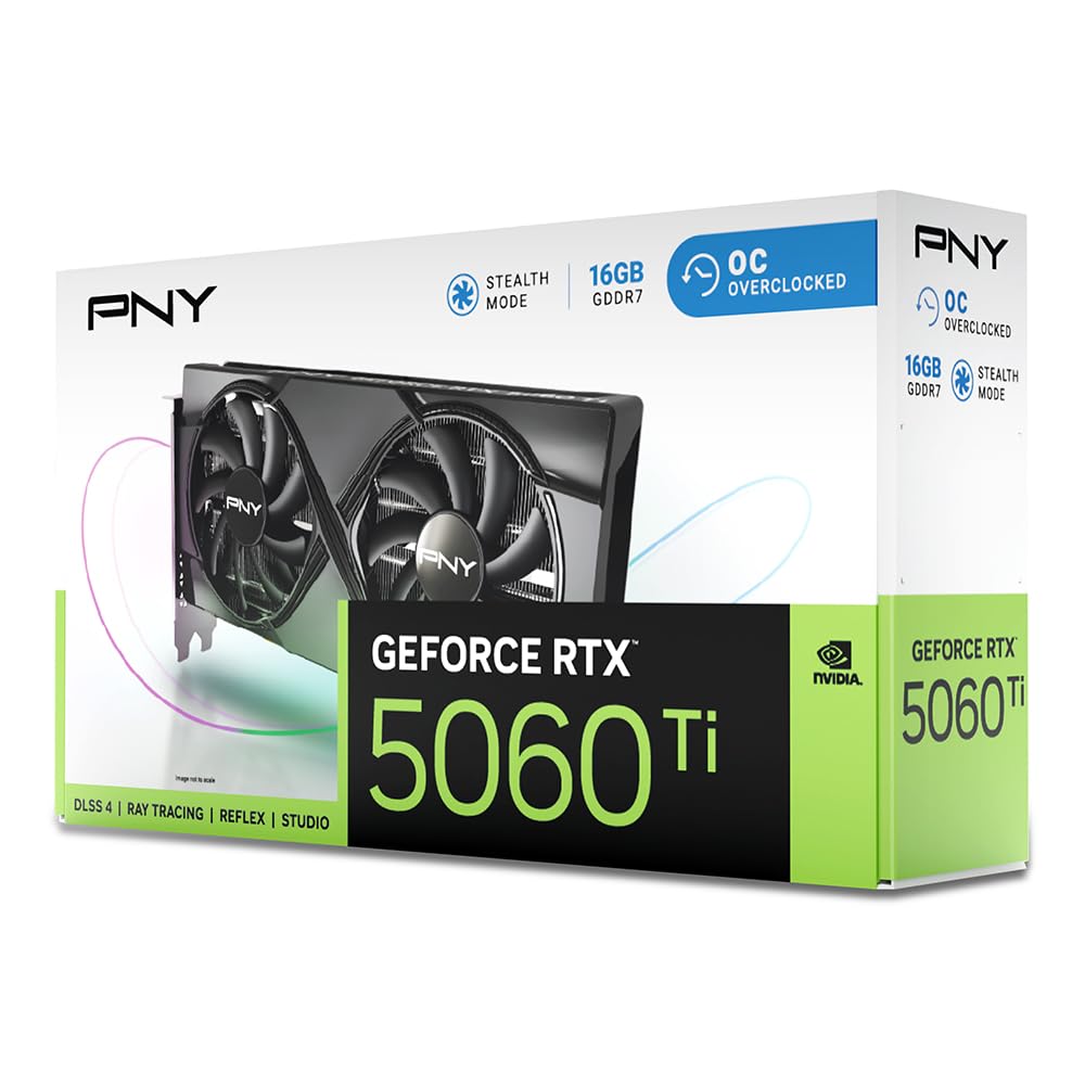 PNY GEFORCE RTX™ 5060 Ti 16GB Overclocked Doppia Ventola DLSS 4
