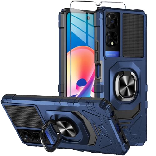 Mocotto for TCL 50 XE Nxtpaper 5G Case with Tempered Glass Screen Protector Military Grade Heavy Duty Shockproof Protective Cover with Ring Kickstand (Blue)