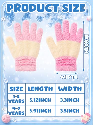Image of EBOOT 3 Pairs Winter Kids Gloves Warm | Toddler Gloves for Boys Girls Outdoor, Full Finger Fluffy Soft Mittens for 1-11 Years Children, Multiple Colors