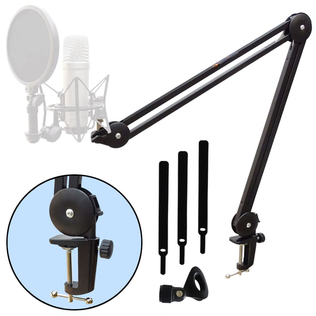 keepdrum MS138 Gelenkarm Tischstativ + MS088SV Mikrofon-Spinne Shockmount für Rode Mikrofone