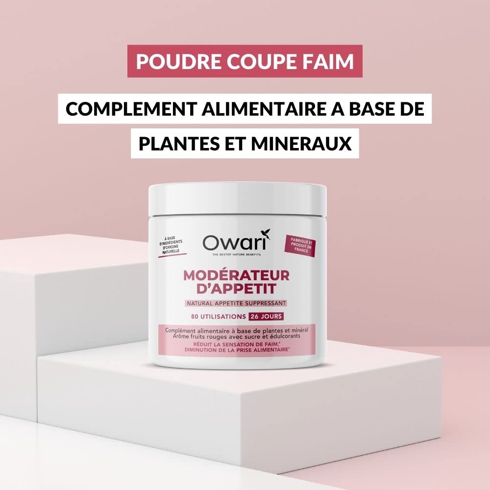POUDRE COUPE FAIM - Complement Alimentaire Naturel Perte de Poids - Modérateur d'Appetit Avec Konjac - Amincissant Fort - 80 Utilisations - 100% Naturel et Produit en France