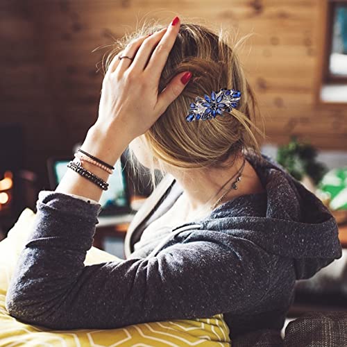 Wecoe Blue Rhinestone Hair Clip Hair Barrettes For Women Thin Hair Thick Hair Fancy Crystal Diamond Flower Hair Clips Hair Pins Wedding Hair Jewelry Hair Accessories Gifts For Women Girls #TOP2