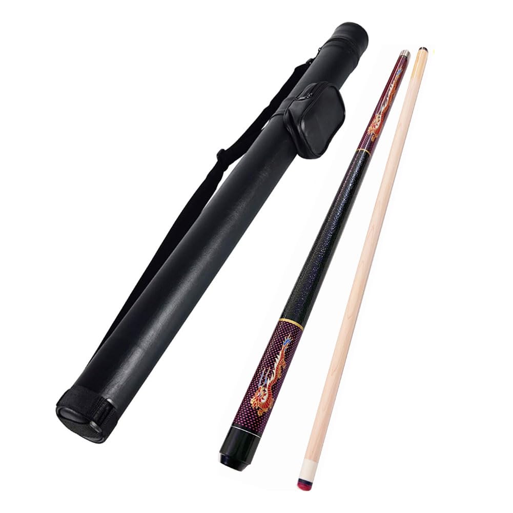 YRU 145cm Billard Queue 13 mm Spitze, 1/2 Joint handgemacht Ahorn Shaft Amerikanischer Billard-Pool-Queue-Stick Mit Queue-Koffer