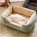 XXIUDEE Hundebett Medium, Orthopädisches Hundesofa, Anti-Angst-Haustierkissen, Weiches Warmes Quadratisches Hundehaus mit Rutschfestem Boden für Katze und Welpe (70 * 50 * 15cm, Grün)