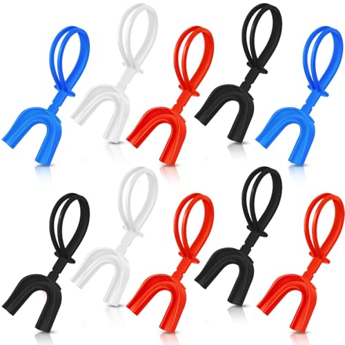 Dunzy 10 Pcs Strapped Mouth Guard Sports Mouthguard with Strap No Boiling Mouthguard Adult Youth...