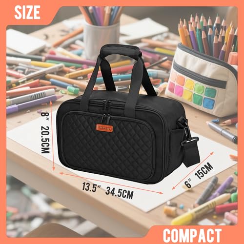 Image of Marker Organizer Case with Shoulder Strap for 180-300 Markers, Large Marker Organizer Bag with Detachable Divider for Adults, Marker Travel Holder Case Bag for Various Markers, Black